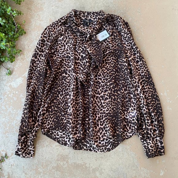 PAIGE Tops - Paige Cleobelle Leopard Print 100% Silk Blouse
